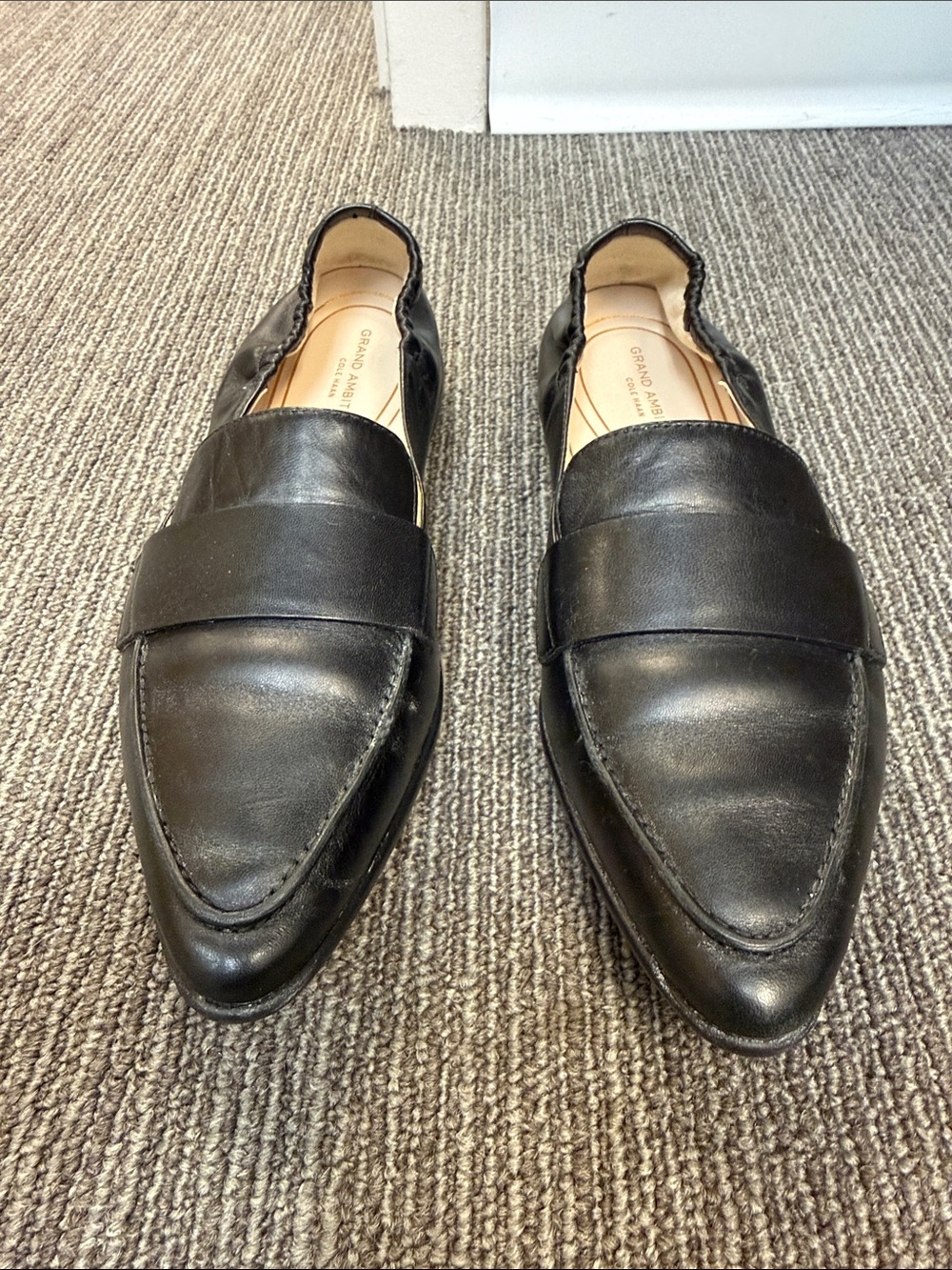 Cole Haan Black Pointed Toe Loafers - Size 7 - Picture 2 of 10